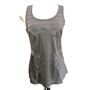 Athleta Silvery Grey Active Workout Tank Sz Medium Shiny with Back Pocket